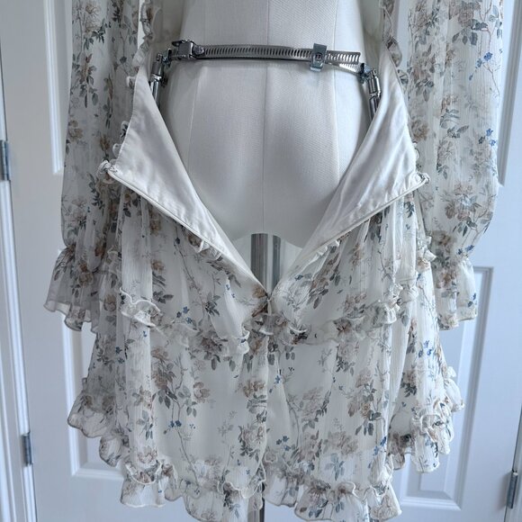 Aladore, Coquette Girl, Floral, Raffles Fit & Flare Open Back Mini Dress, Size M - Picture 8 of 14